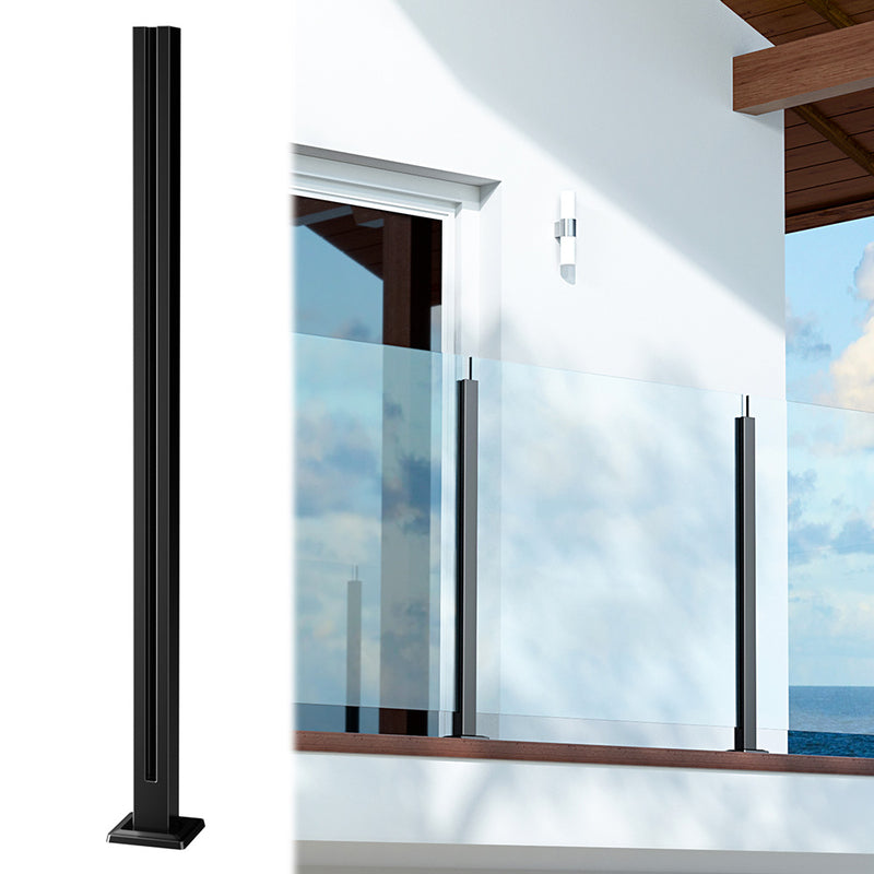 Load image into Gallery viewer, Muzata 36&quot;x2&quot;x2&quot; Black T304 Glass Railing Post with Adjustable Top, GS41 BG4
