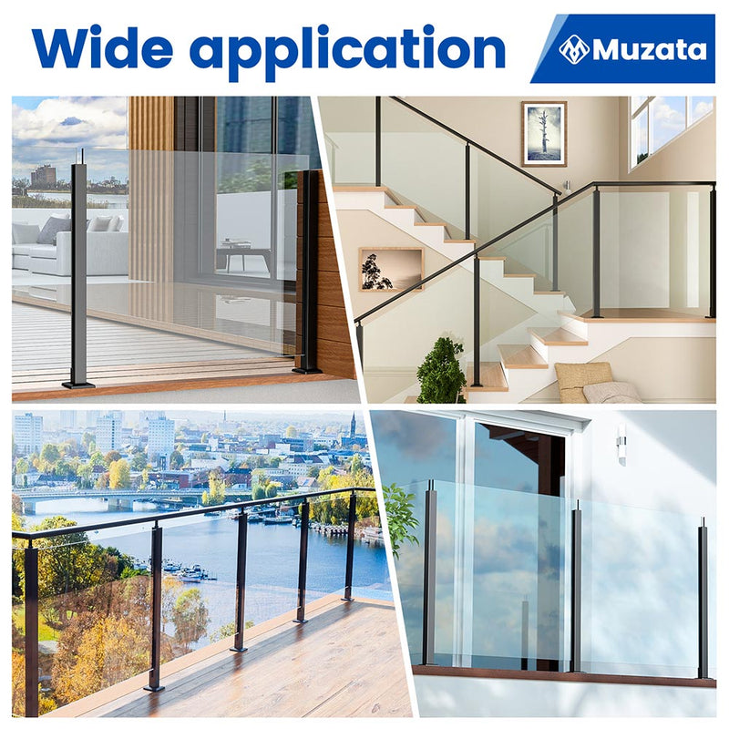 Load image into Gallery viewer, Muzata 36&quot;x2&quot;x2&quot; Black T304 Glass Railing Post with Adjustable Top, GS41 BG4
