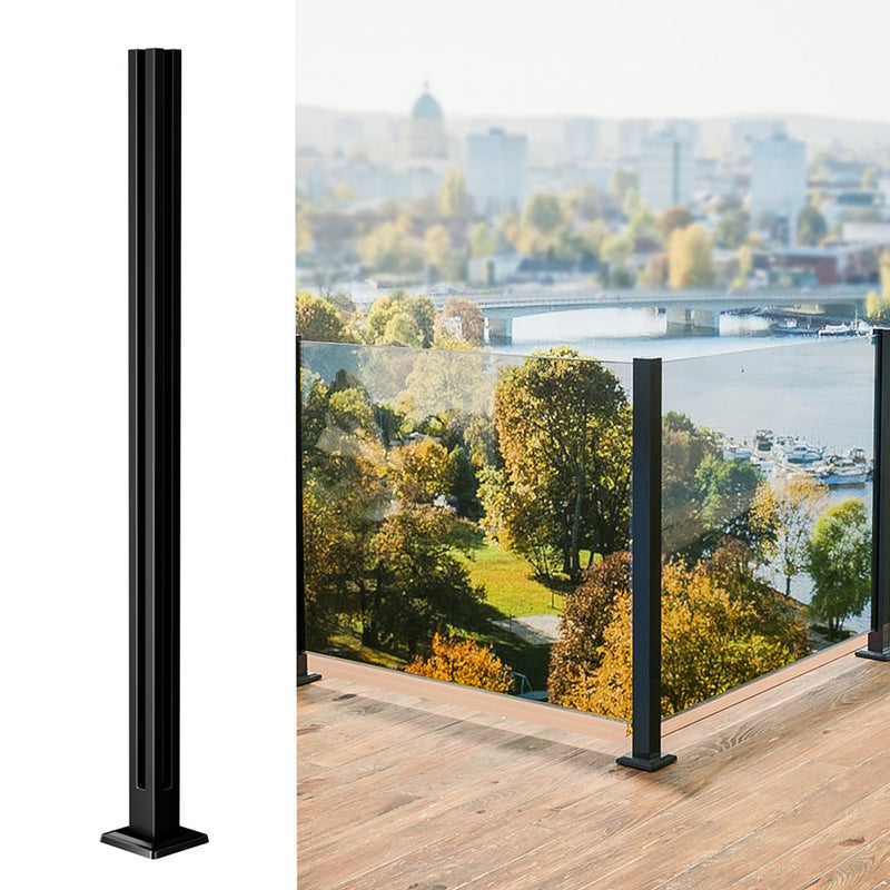 Load image into Gallery viewer, Muzata 36&quot;x2&quot;x2&quot; Black T304 Glass Railing Corner Post with Adjustable Top, GS41 BC4
