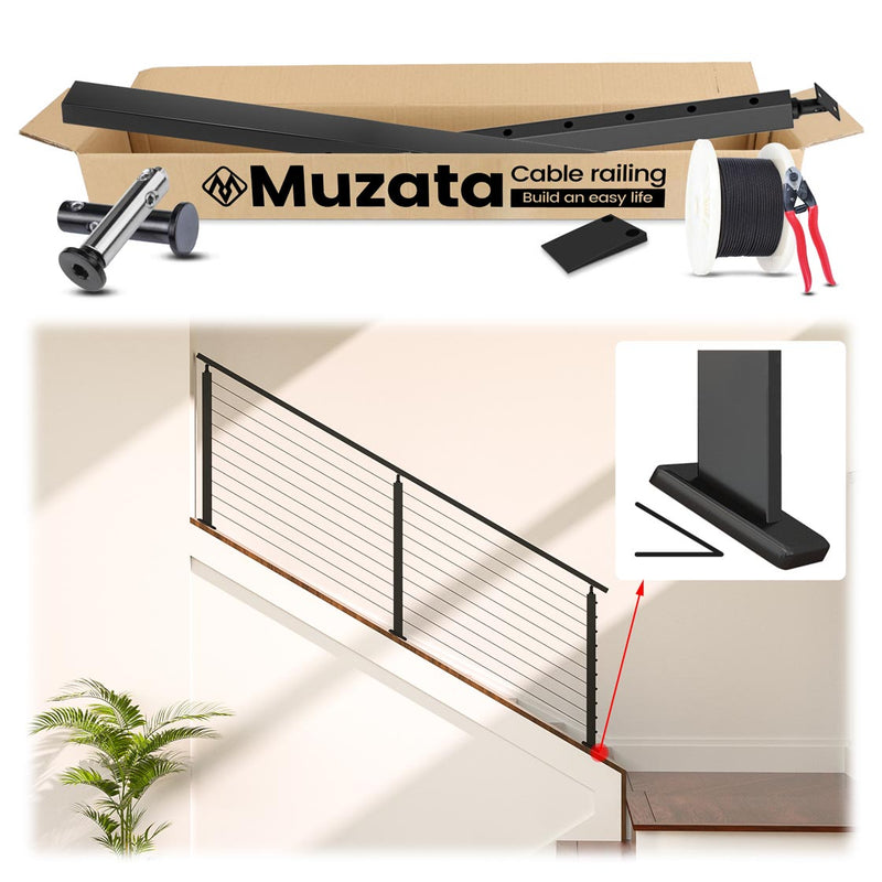 Load image into Gallery viewer, Muzata 3ft-6.5ft Slope Stairway Cable Railing System, All-in-One DIY Stair Section
