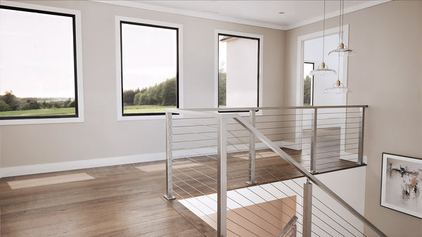 Horizontal-brushed-finish-railing-with-stainless-steel-cables
