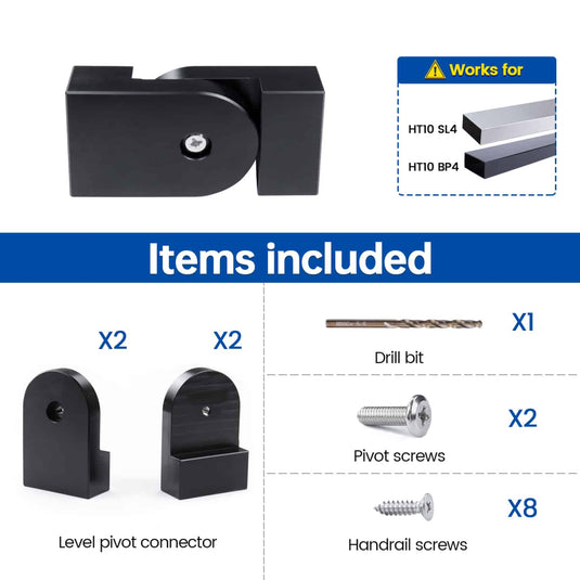 Muzata Flat Handrail Level Pivot Connector HA24 BNP