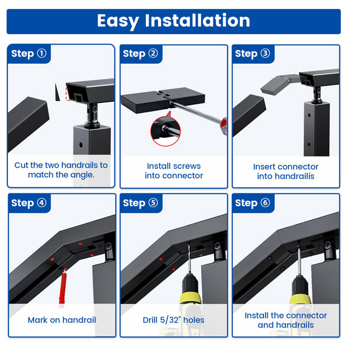 Load image into Gallery viewer, Step-by-step installation guide for Muzata HA40 connector for handrails.
