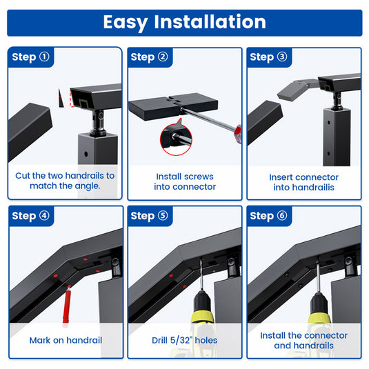 Step-by-step installation guide for Muzata HA40 connector for handrails.