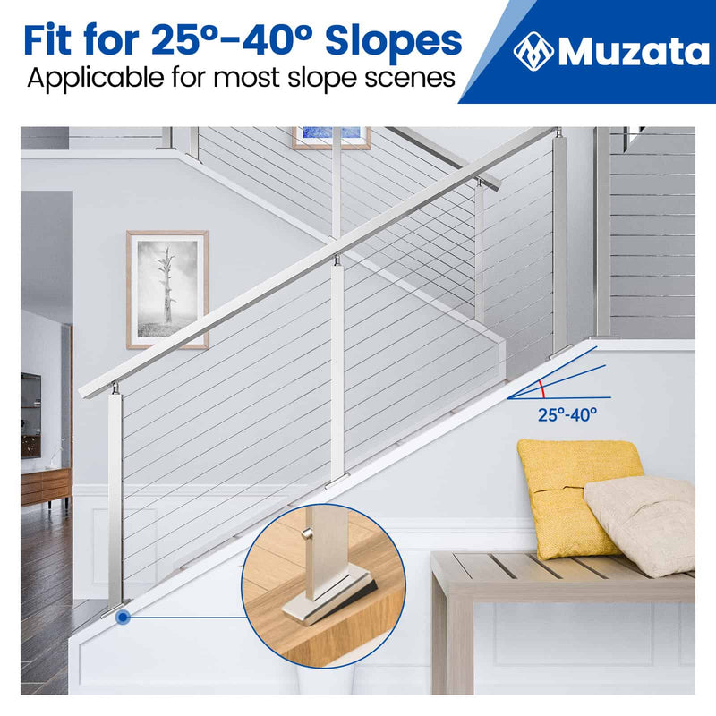 Load image into Gallery viewer, Muzata 36&quot; Brushed Stainless Steel Slope Post, Angled Drilled  PR11 LA4S
