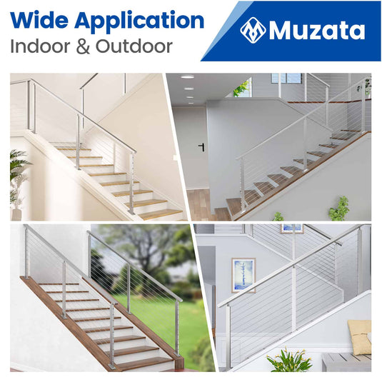 Muzata 36" Brushed Stainless Steel Slope Post, Angled Drilled  PR11 LA4S