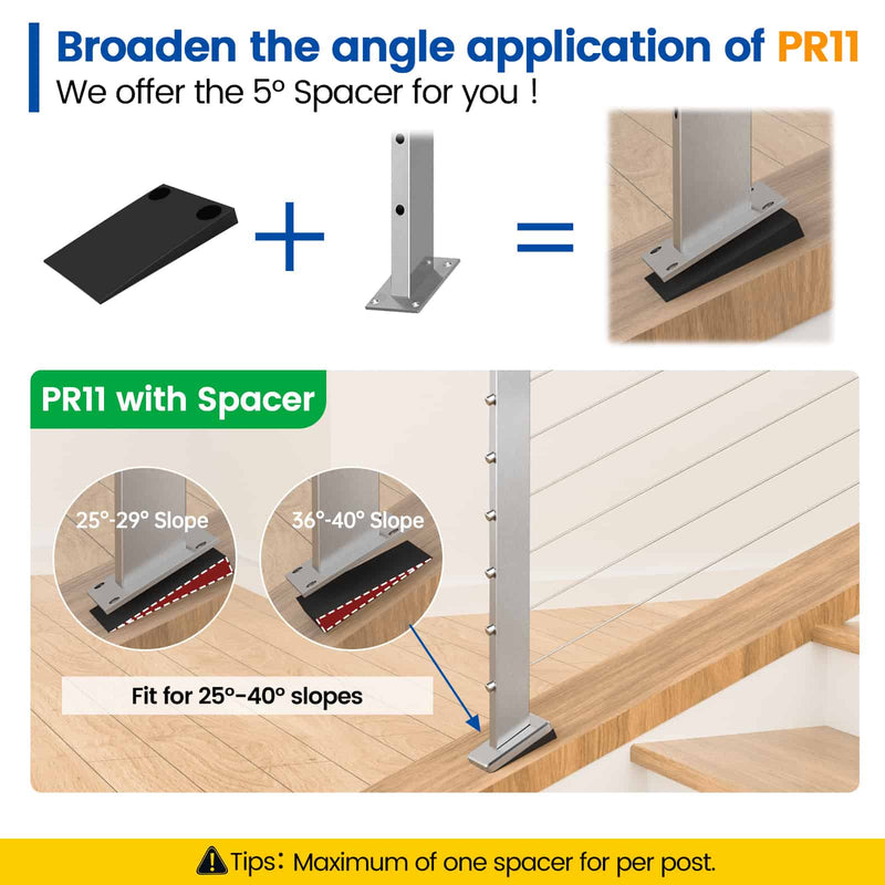 Load image into Gallery viewer, Muzata 36&quot; Brushed Stainless Steel Slope Post, Angled Drilled  PR11 LA4S
