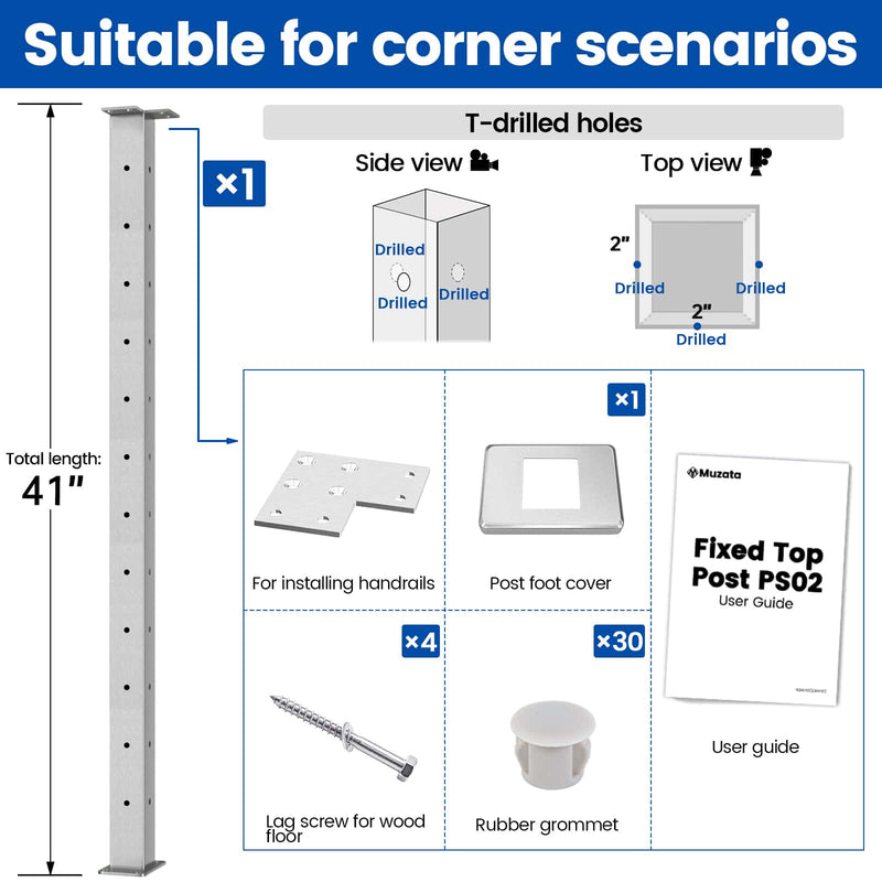 Load image into Gallery viewer, LG01010018-t-corner-brushed-post-size
