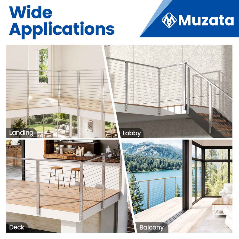 Load image into Gallery viewer, Muzata 42" Brushed Side Mount Cable Railing Post for Corner PF02 L44L
