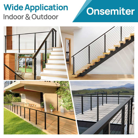 Onsemiter 6'6" Black Stainless Steel Flat Handrail