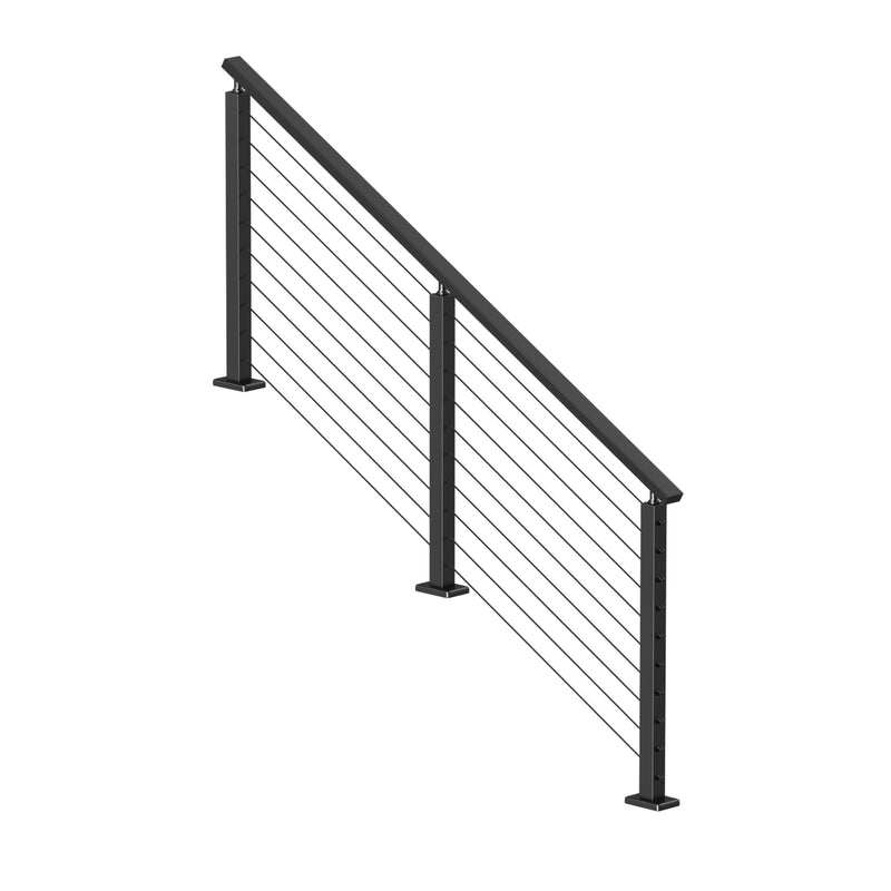 Load image into Gallery viewer, Muzata 36&quot; 6.5ft Black Surface Mount Stair Cable Railing Kit
