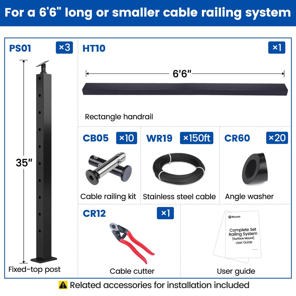 Cable Raining Kit All-in-One Cable Railing Systems - Perfect DIY Solution for Decks and ...