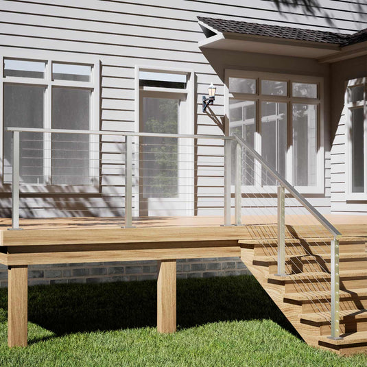 Surface Railing Installation Muzata 36 Brushed Surface Stair Cable Railing System - All-in-One DIY Kit