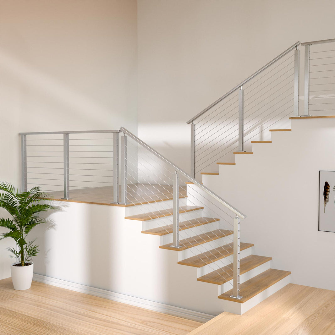 Muzata 36 Brushed Surface Stair Cable Railing System - All-in-One DIY Kit