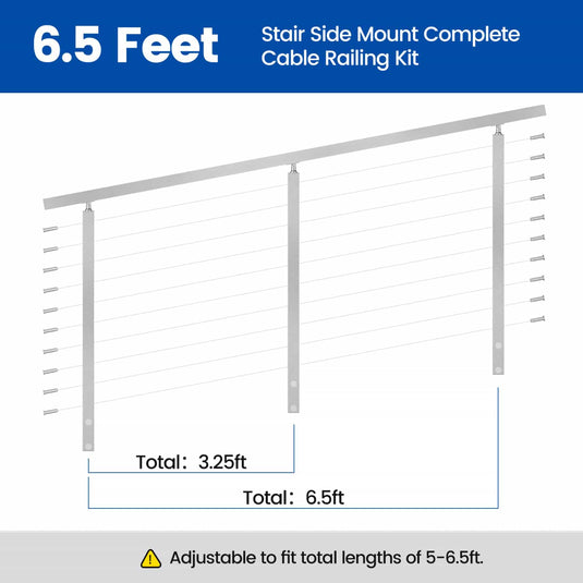 Muzata 36" 6.5ft Brushed Side Mount Cable Railing Kit