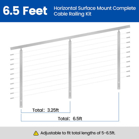 Muzata 36" 6.5ft Brushed Side Mount Cable Railing Kit