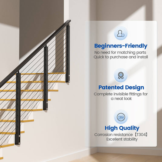 The Advantage of Muzata 36" 6.5ft Black Side Mount Cable Railing Kit