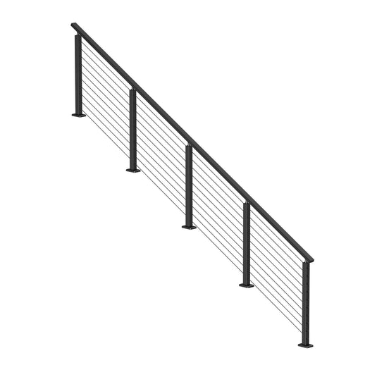 Muzata 36" 13ft Black Surface Mount Stair Cable Railing Kit