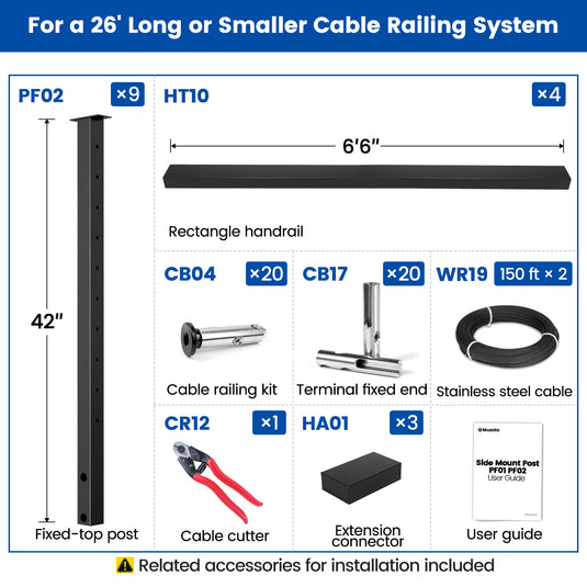 For a 26' Long or Smaller Cable Railing System