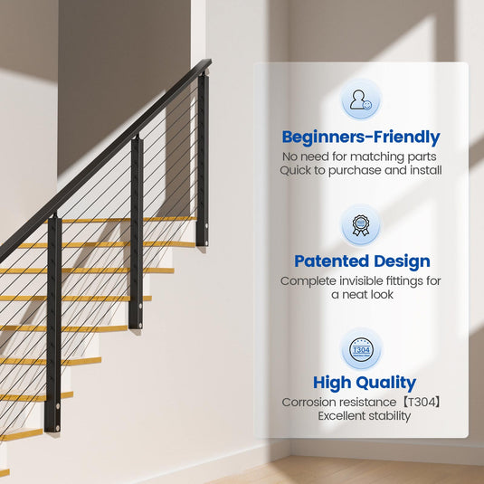 The Advantage of Muzata 36" 13ft Black Side Mount Cable Railing Kit