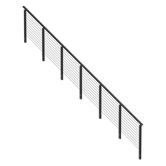 Muzata 36" 19.5ft Black Side Mount Stair Cable Railing Kit
