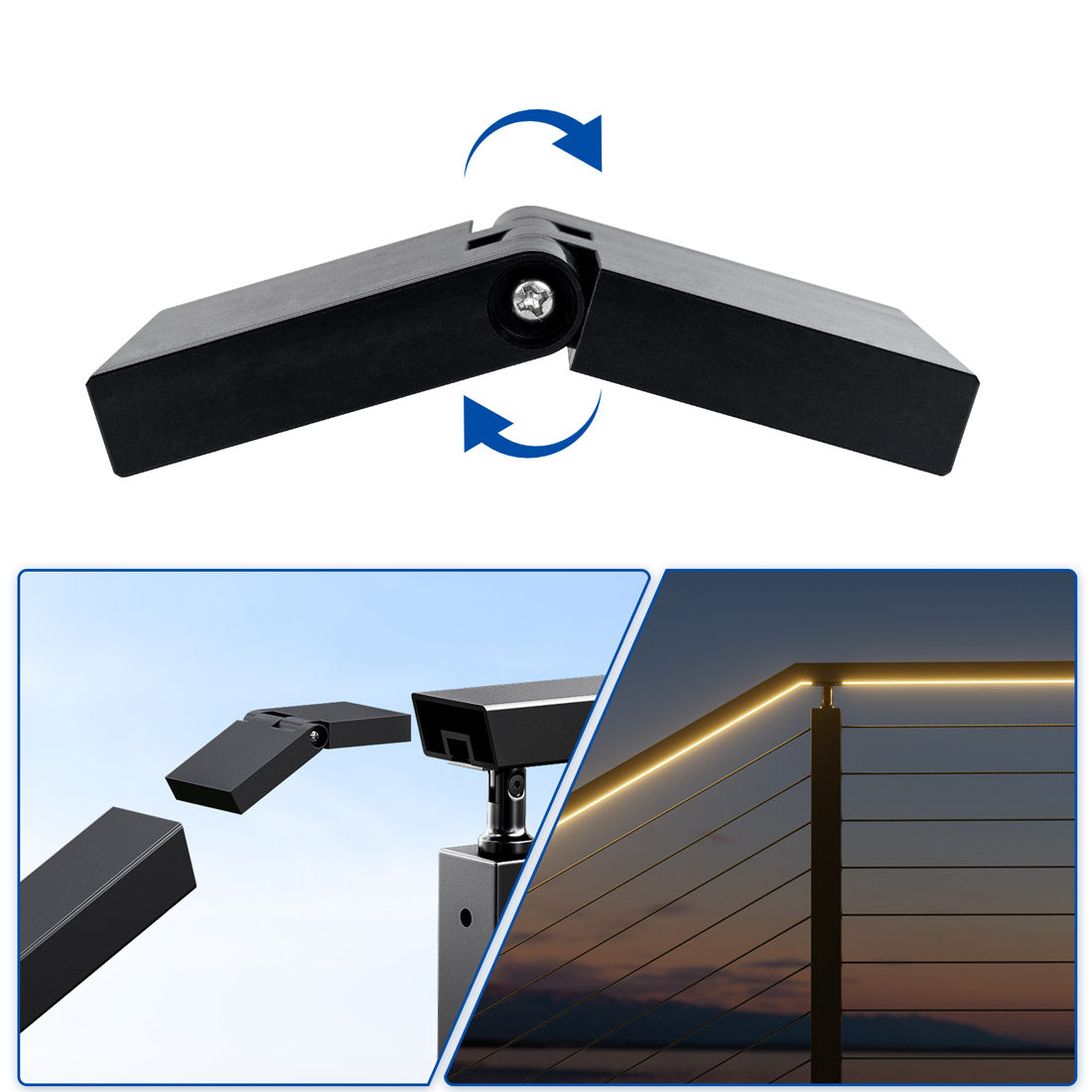 Pivot In Railing Handrail Connectors PLANTOP Adjustable Black Handrail Connector ...