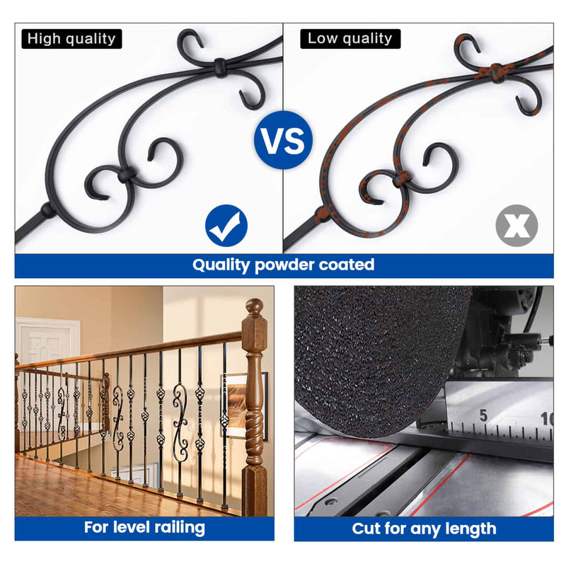 Load image into Gallery viewer, Muzata-44-inch-S-Scroll-wrought-iron-baluster-WT03-features
