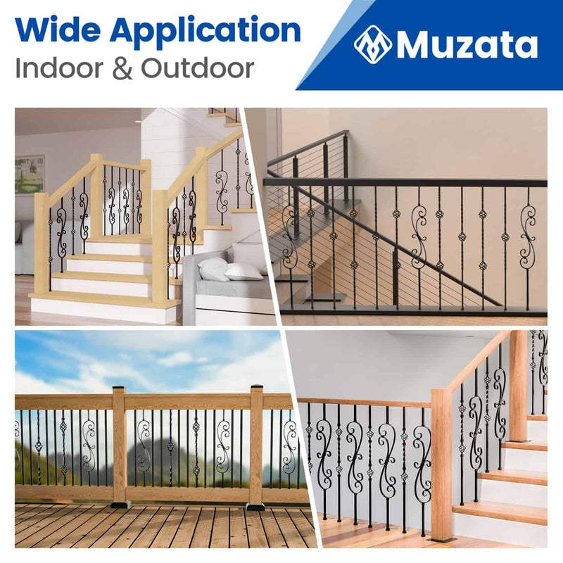 Load image into Gallery viewer, Muzata-44-inch-S-Scroll-wrought-iron-baluster-WT03-installation-scene
