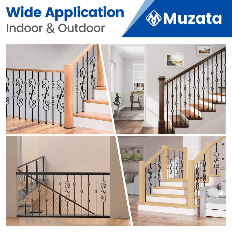 Load image into Gallery viewer, Muzata-44-inch-double-basket-wrought-iron-baluster-WT05-installation-scene
