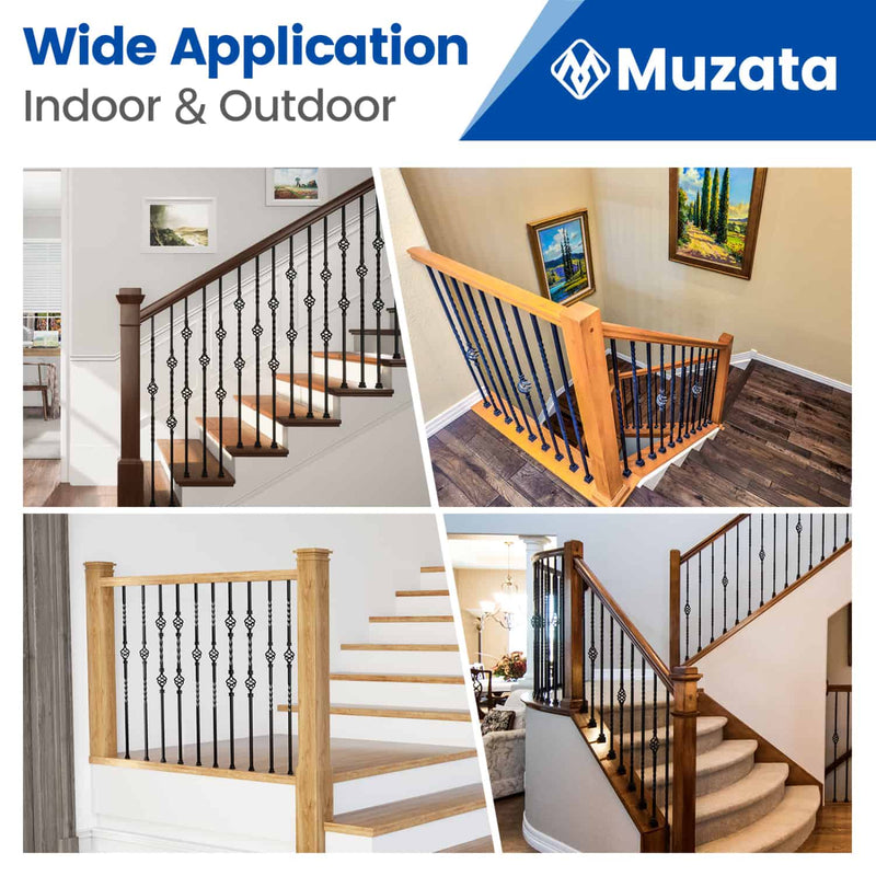 Load image into Gallery viewer, Muzata-44-inch-single-basket-wrought-iron-baluster-WT04-installation-scene
