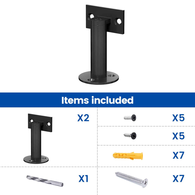 Load image into Gallery viewer, Muzata-black-handrail-brackets-HB02-BP4-size
