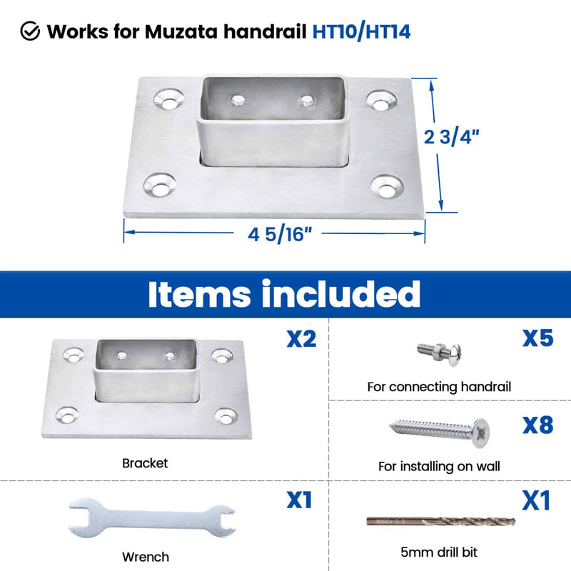 Load image into Gallery viewer, Muzata-brushed-handrail-end-brackets-HA33-size
