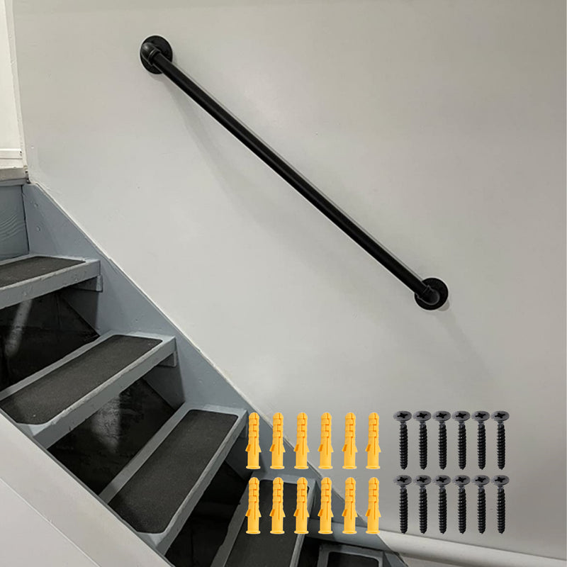 Load image into Gallery viewer, Scorladi™ 3.3ft Galvanized Steel Black Pipe Handrail Industrial-Style Door Handle Footrest High Load-Bearing Easy Installation, SCOL-1170
