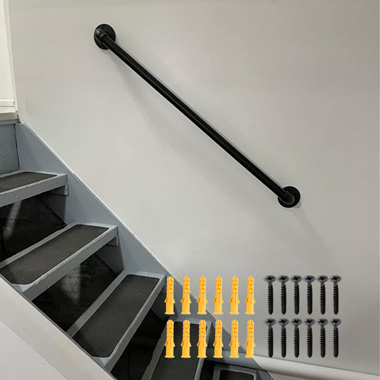 Scorladi™ 3.3ft Galvanized Steel Black Pipe Handrail Industrial-Style Door Handle Footrest High Load-Bearing Easy Installation, SCOL-1170