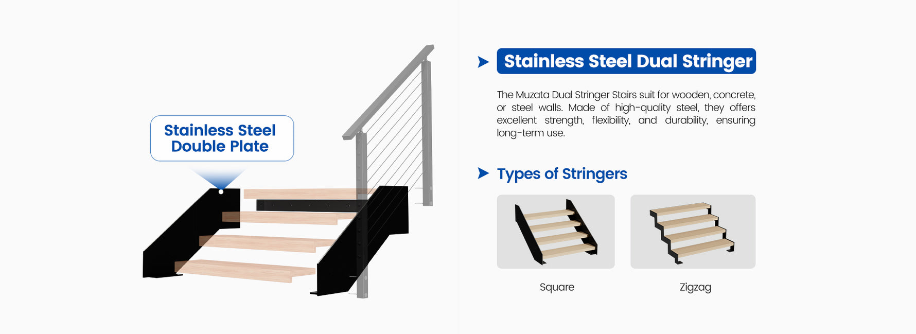 Dual Stringer Stairs - Muzata Floating Staircase