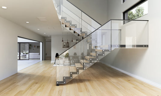 U-shaped-zigzag-floating-stairs-with-glass-railing