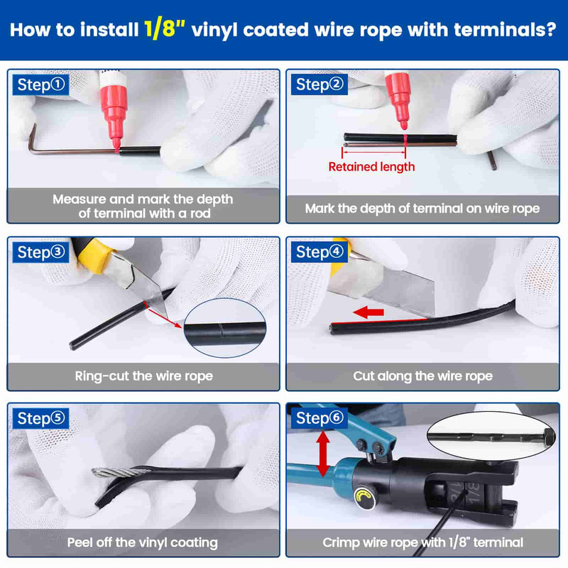 Load image into Gallery viewer, WR22-Wire-Rope-Installation step-by-step diagram
