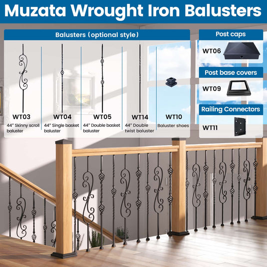 Muzata Baluster Shoes for 1/2" Square Balusters WT10