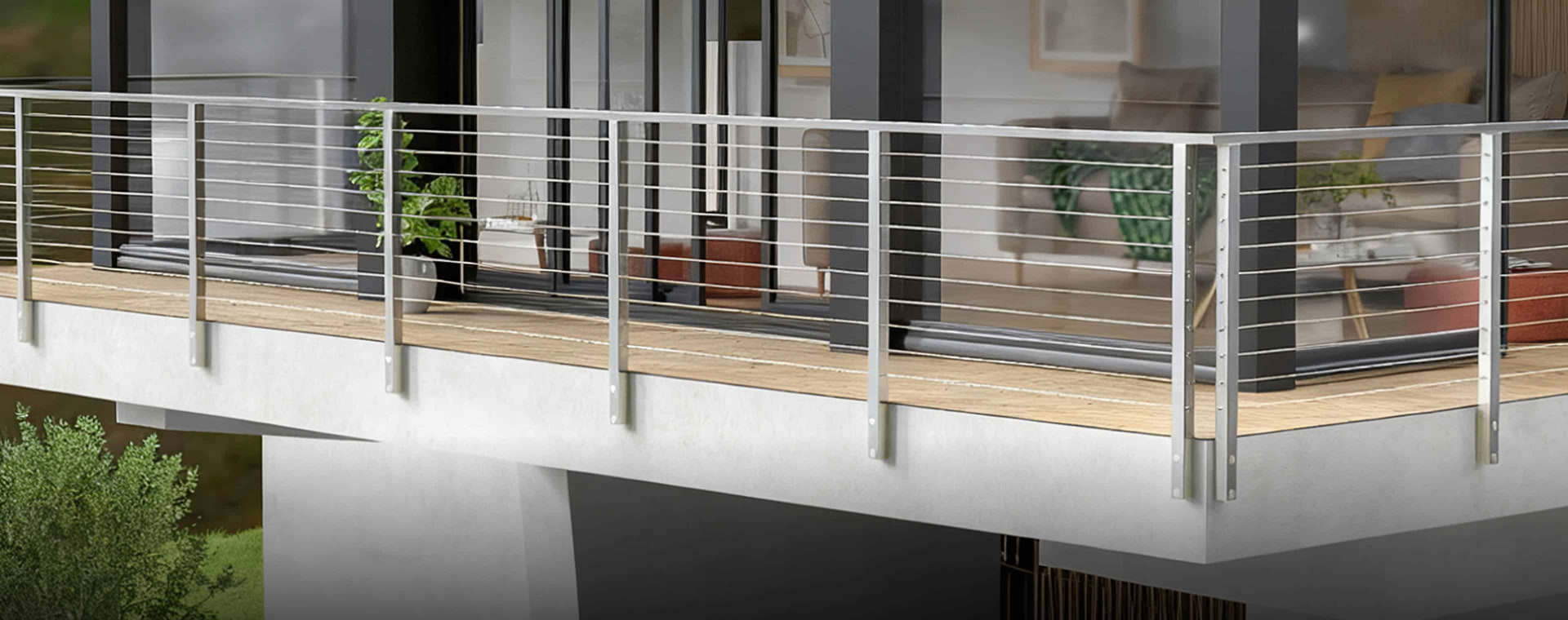 Brushed Cable Balcony Railing