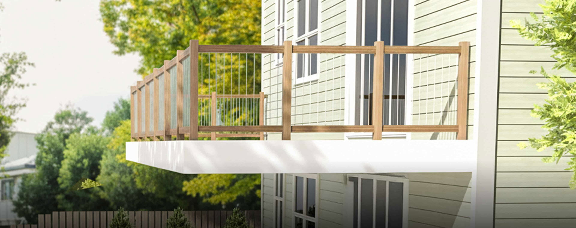Light Wooden Balcony Railing