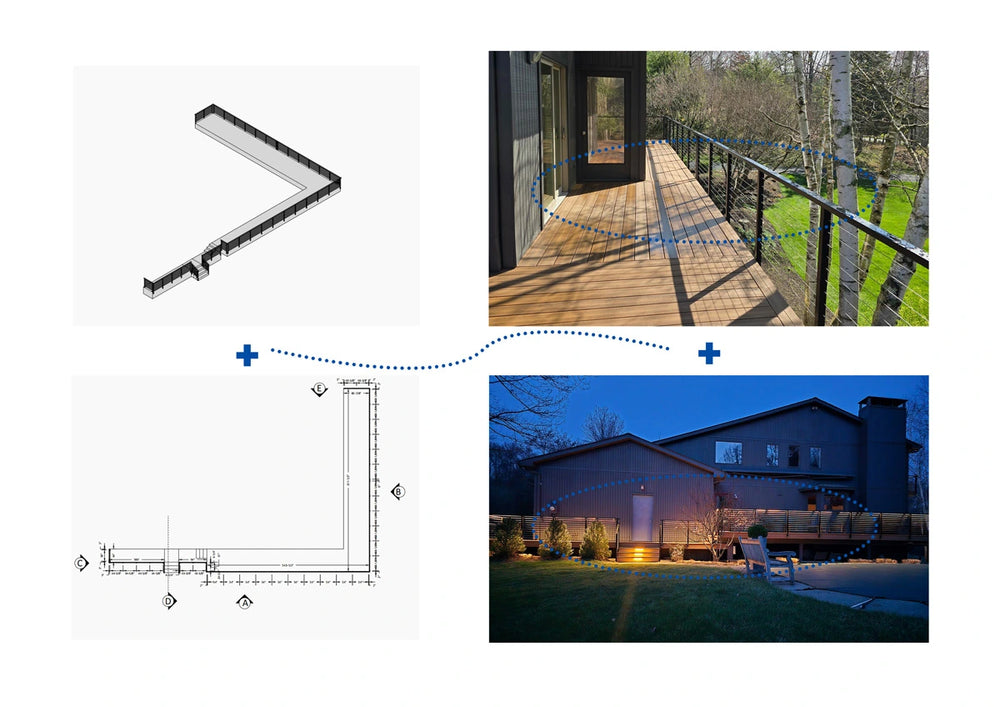 black cable railing system  with clean minimalist lines