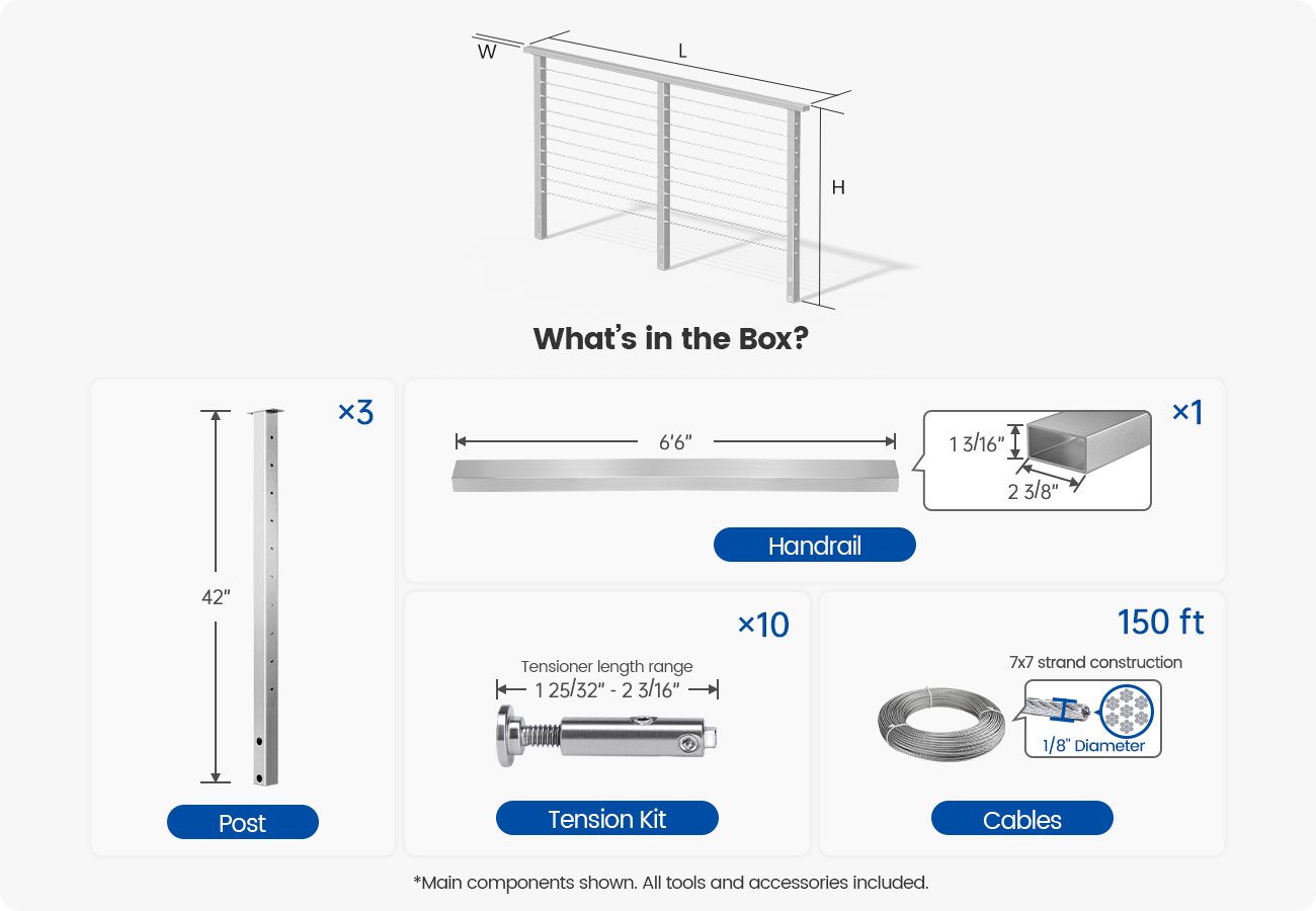 Brushed Side Mount Cable Railing System for Horizontal | Muzata