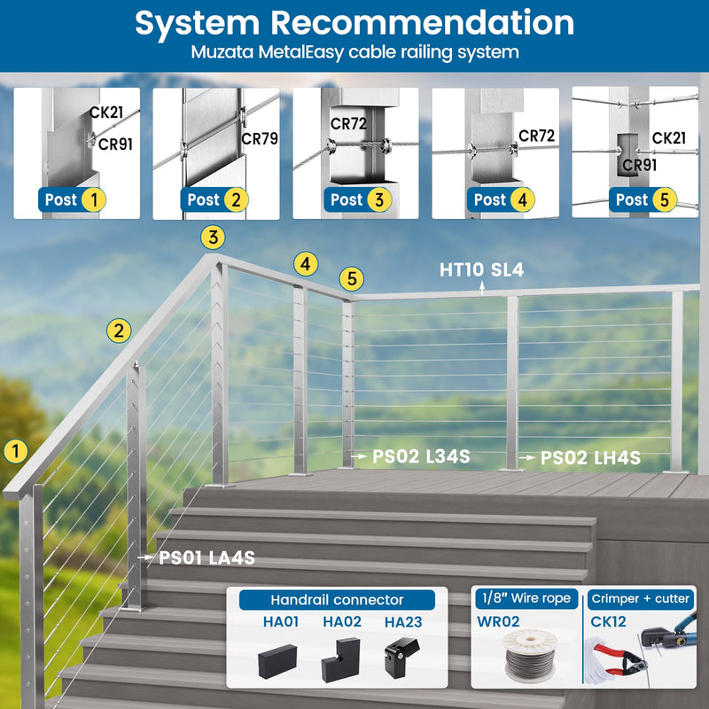 Load image into Gallery viewer, muzata-cable-railing-post-system
