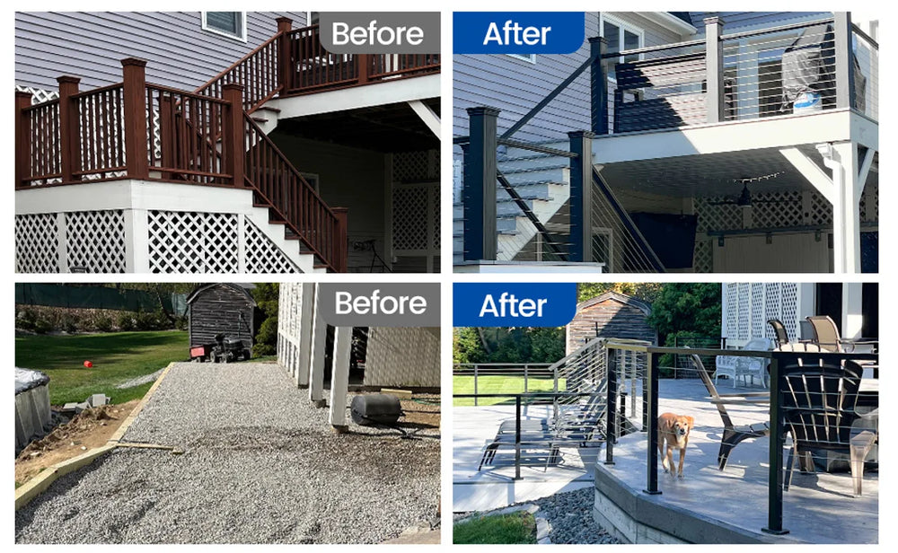before and after of the deck