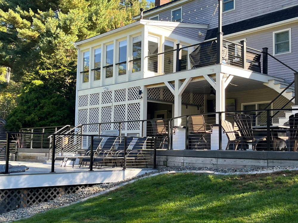 multi level deck  cable railing