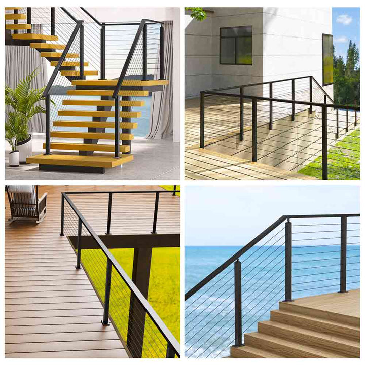 Muzata 66 Black Aluminum Flat Handrail 3574