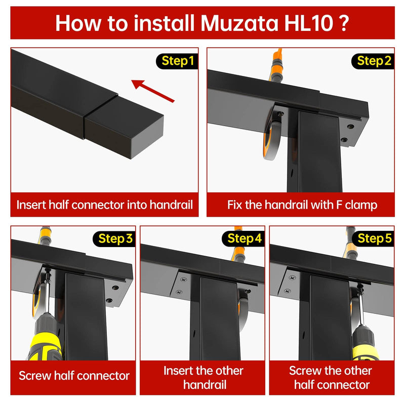 Load image into Gallery viewer, Muzata 6&#39;6&quot; Black Aluminum Flat Handrail HL10 BPA - Muzata
