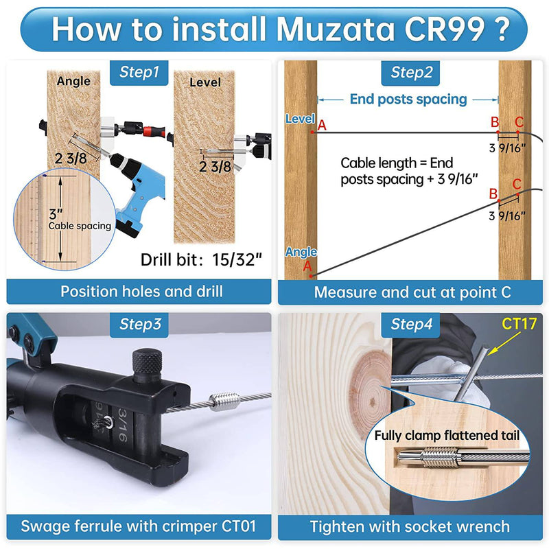 Load image into Gallery viewer, Muzata Completely Invisible 3/16&#39;&#39; T316 Lag Screw Tensioner CR99 - Muzata
