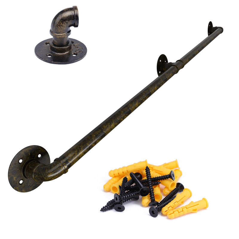 Load image into Gallery viewer, Muzata Pipe Handrail Antique Brass Galvanized Steel for Staircase Steps, HW20 ABG - Muzata
