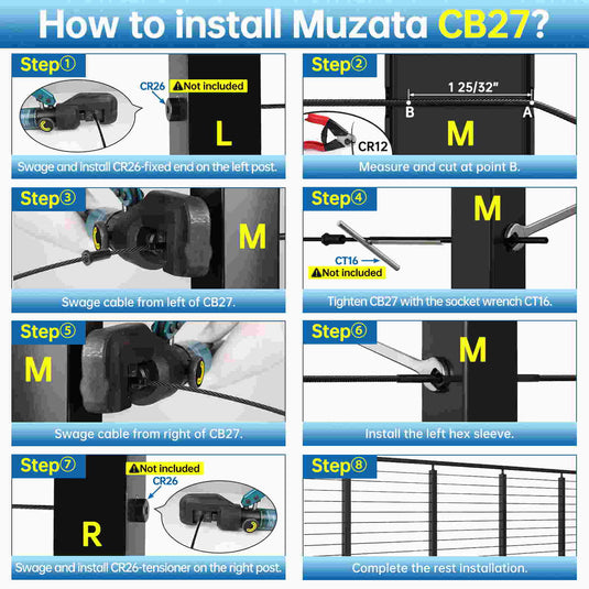 Muzata Black Double End Tensioner Hexagonal Sleeve CB27 - Muzata